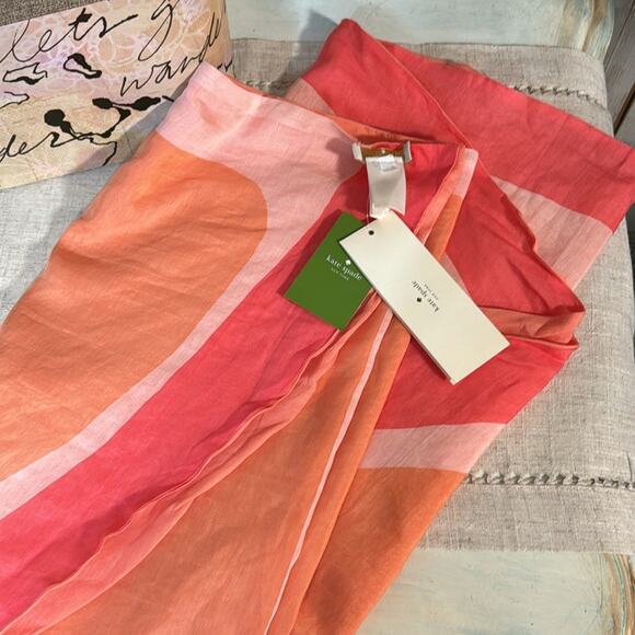 NWT Kate Spade Grapefruit Pareo Scarf Sarong Wrap Cover Up - Picture 8 of 9